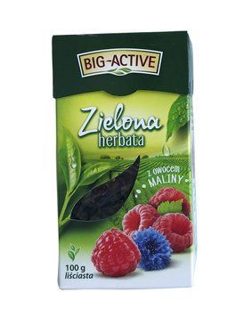 Чай зеленый листовой с малиной Big-Active Herbata Zielona z owocem maliny, 100г Польша 1293348391 фото