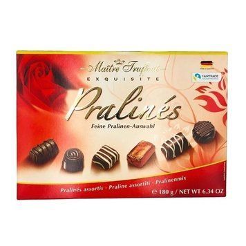 Шоколадные конфеты в коробке (красная) Maitre Truffout Pralines, 180г 2003779078 фото