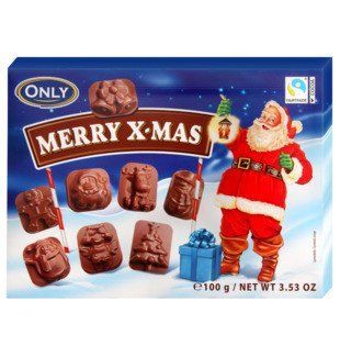 Шоколадные конфеты в коробке новогодние фигурки Merry X-Max Only, 100 г (Австрия), для детей 1504393768 фото