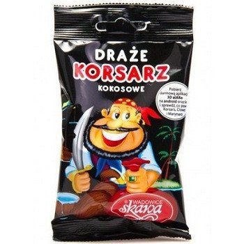 Конфеты драже кокосовое в шоколадной глазури Korsarz (Корсар), 70г Польша, Пират 1674928756 фото