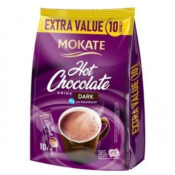 Горячий шоколад темный (стик 10шт. по 18г) Mokate HOT Chocolate, 180г, Польша, темный черный шоколад напиток 1684408833 фото