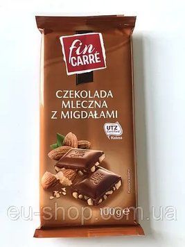Молочный шоколад Fin Carre с кусочками ореха миндаля, 100 г, Германия, Фин Каре 1697185410 фото