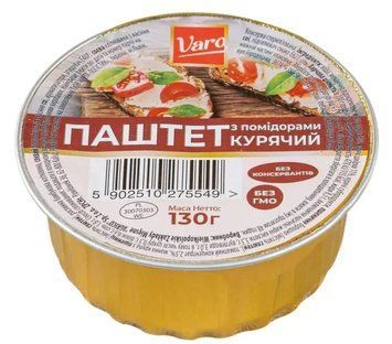 Паштет с курицей и помидорами Varo, 130 г (таблетка), Польша 2195282571 фото
