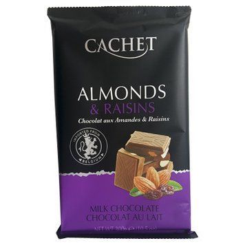 Шоколад молочный Cachet Кашет Almonds & Raisins с миндалем и изюмом, содержание какао 54%, 300 г, Бельгия 796225401 фото