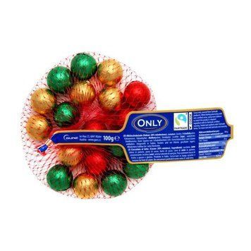 Шоколадные новогодние шарики (игрушки) в сетке Only, 84г (Австрия), новогодний подарок 1507468106 фото