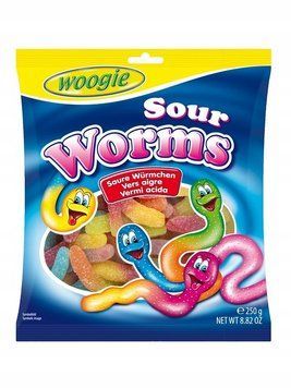 Конфеты желейные червячки Woogie Worms , 250г, Германия, жевательные конфеты в форме червей 1963267820 фото