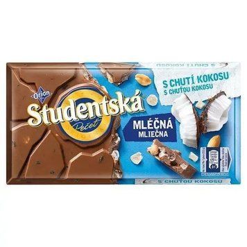 Шоколад молочный Studentska Mlecna кокос арахисом, 180 г, Чехия 1711494133 фото