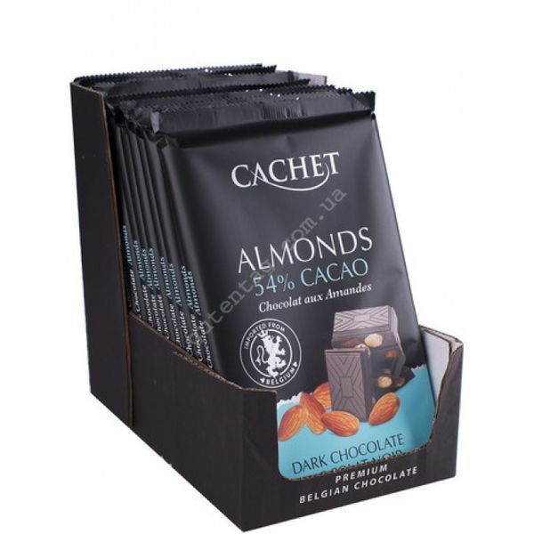 Шоколад чорний Cachet Almonds 54% какао з мигдалем, 300 г, Бельгія 796290456 фото