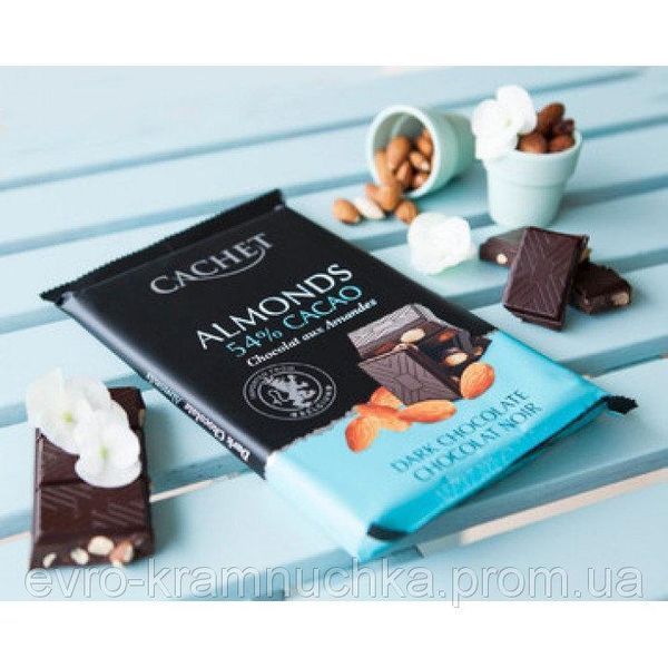 Шоколад чорний Cachet Almonds 54% какао з мигдалем, 300 г, Бельгія 796290456 фото