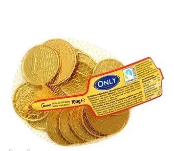 Монеты золотые шоколадные новогодние в сетке Only, 100 г (Австрия) 2009352747 фото