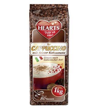 Кофе капучино растворимый со вкусом шоколада Hearts mit feiner Kakaonote, 1кг 824858273 фото