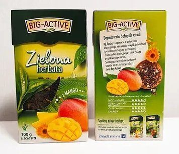 Чай зеленый листовой рассыпной Big-Active с манго, 100 г, Польша 2367545597 фото