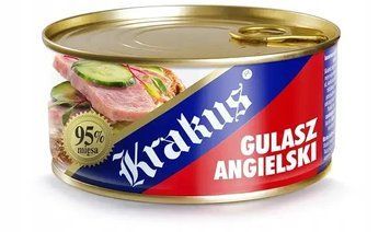 Мясная консерва Гуляш свинной английский Krakus, 300г (Польша), 95% мяса, жестяная банка 1933688062 фото