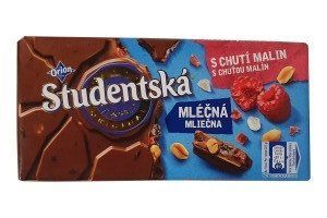 Шоколад молочный Studentska Mlecna малина с арахисом, 170г, Чехия 1124236053 фото