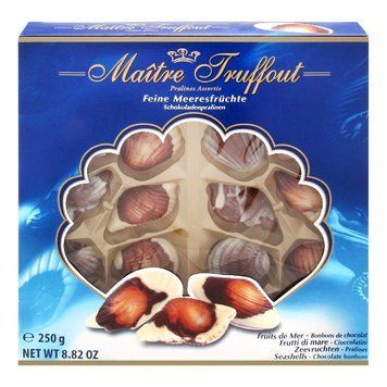 Шоколадные конфеты (ракушки) в коробке Maitre Truffout feine Meeresfruchte, 250 г, Австрия 1120709098 фото