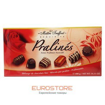 Шоколадные конфеты в коробке (красная) Maitre Truffout Pralines, 400 г 1120813375 фото