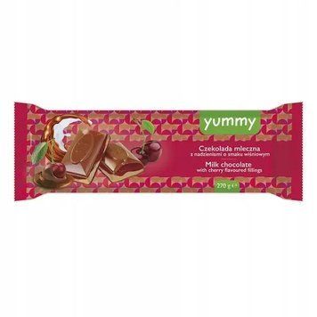Шоколад молочный с вишней и нугой Yummy, 265 г, Польша 2022397486 фото