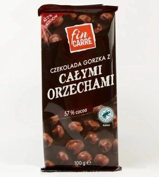 Черный шоколад Fin Carre с цельными лесными орехами (фундук) 27% орехов, 100 г, Германия 1483123669 фото