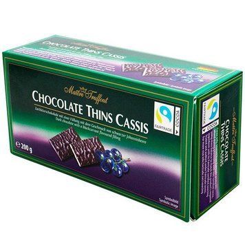 Шоколадные немецкие конфеты c начинкой черники Chocolate Thins Cassis, 200г 1368992467 фото