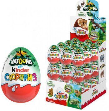 Конфеты шоколадные яйцо Киндер Kinder серия Natoons (жывотные), 20г, для мальчиков и девочек 1313821558 фото