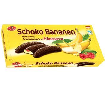Конфеты банан в шоколаде с малиной Schoko Bananen, 300г, Германия, суфле в шоколаде 2036684957 фото