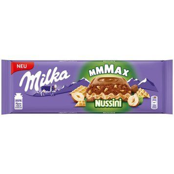 Шоколад молочный c фундуком, ореховой начинкой и печеньем (вафля) Milka Nussini, 270г Швейцария 1733958405 фото