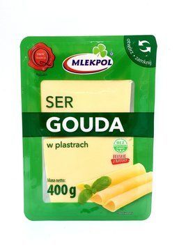 Сыр твердый нарезка слайсами Gouda Mlekpol, 400г, Польша 1369006234 фото
