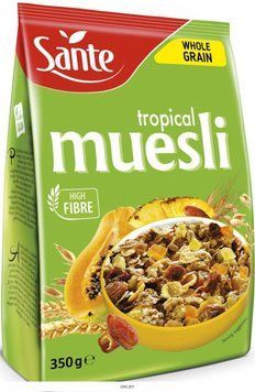 Мюсли цельнозерновые Sante Muesli, 350г, с кусочками тропических фруктов, мюсли с орехами, кранчи 1642979074 фото