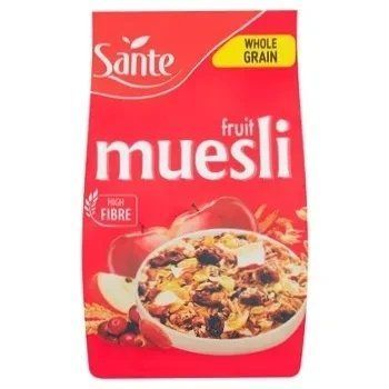 Сухие завтраки мюсли цельнозерновые фруктовые Sante Muesli, 350г, с кусочками фруктов, кранчи 1642980638 фото