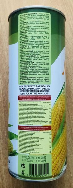 Масло кукурузное Vesuvio Mais Corn Oil, 1 л, ж/б, Италия, для жарки и салатов 2003057606 фото