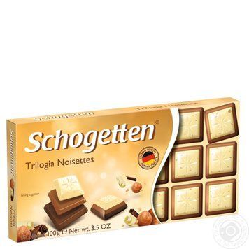 Шоколад молочный Schogetten Trilogia Noisettes (Шогеттен трилогия) 100 г, микс трех видов шоколада с фундуком 1124269427 фото